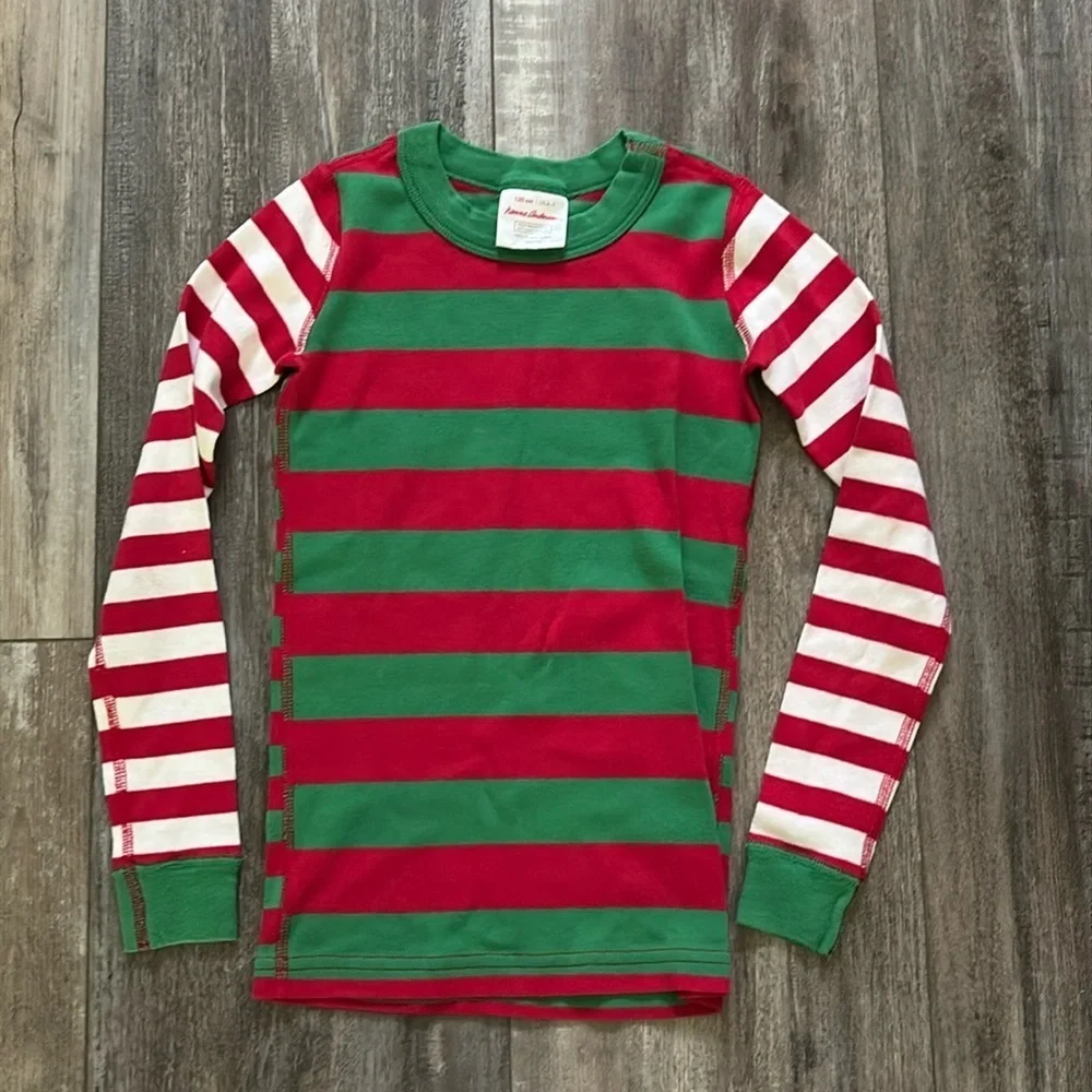 Hanna Andersson Christmas stripe jammies long sleeve pajama top 6-7